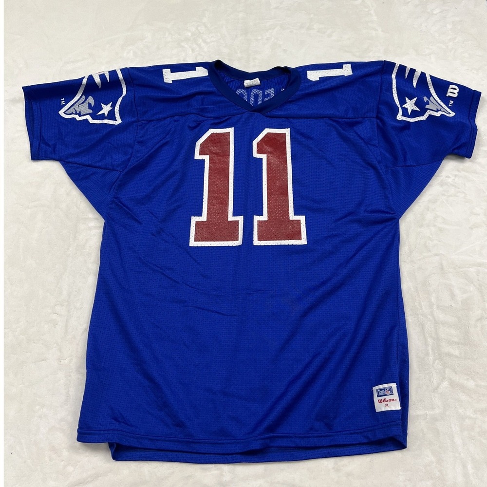 Wilson Jersey Mens XL Blue Drew Bledsoe New England Patriots 11 Vintage NFL Mesh